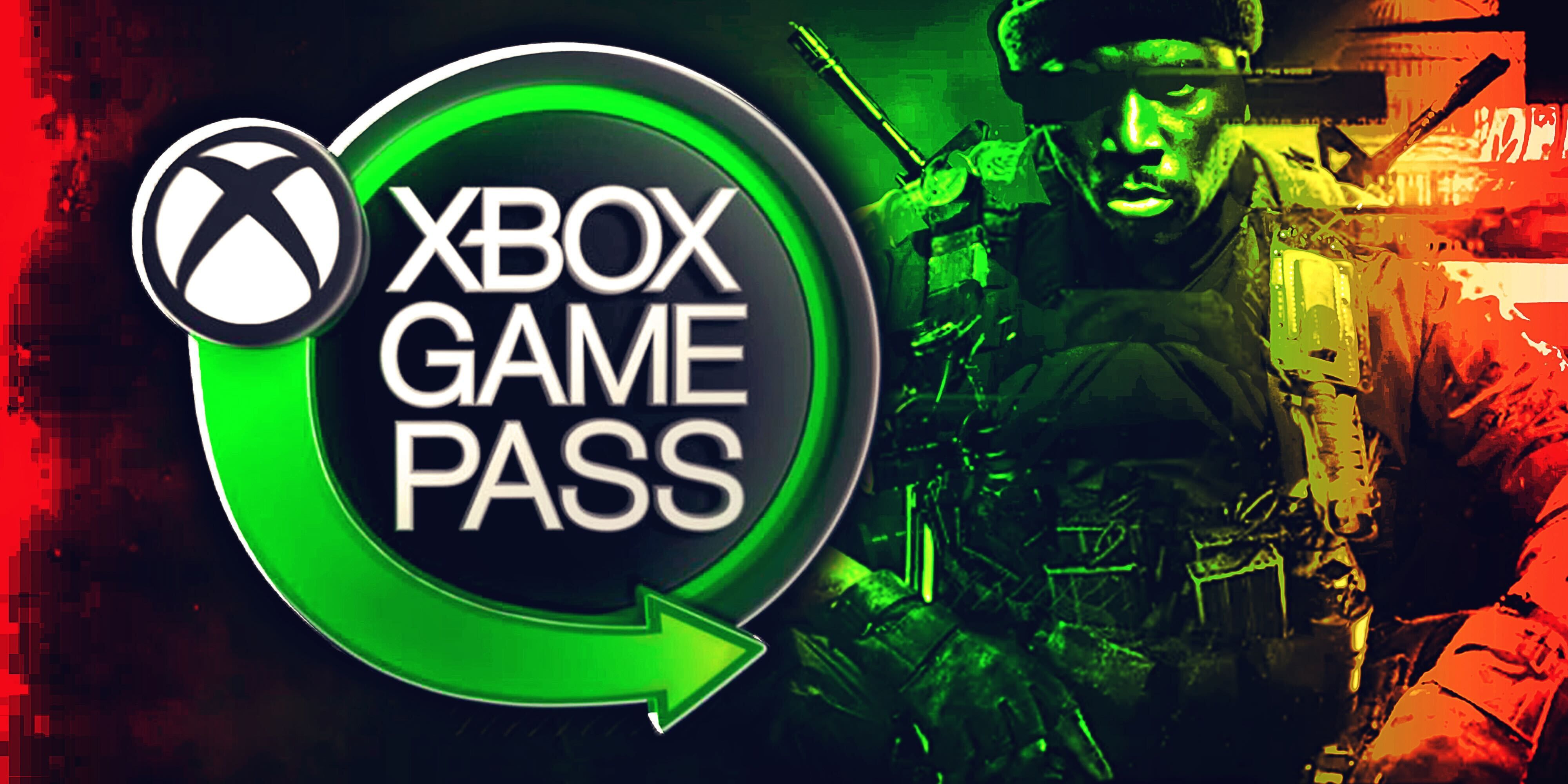 Разделенное изображение с логотипом Xbox Game Pass слева и оператором Call of Duty справа.